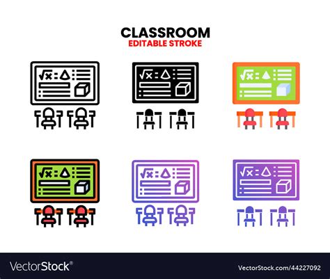 Classroom Icon Set With Different Styles Vector Image