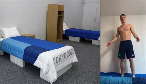 Gymnast Tests Out Olympics Anti Sex Cardboard Bed Frame