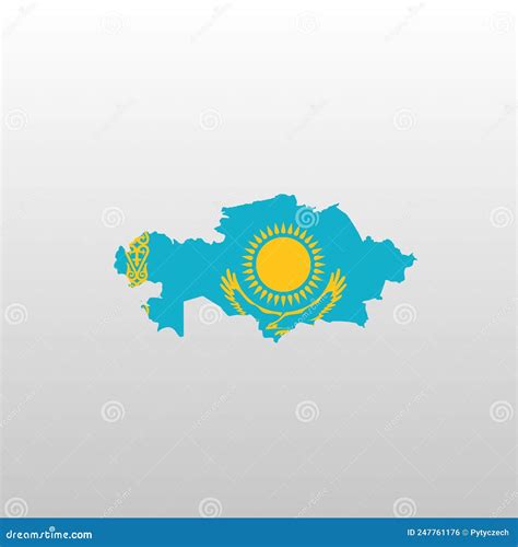 Kazakhstan National Flag In Country Map Silhouette Stock Vector