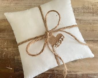 Natural Cotton Ring Bearer Pillow With Jute Twine And Burlap Etsy