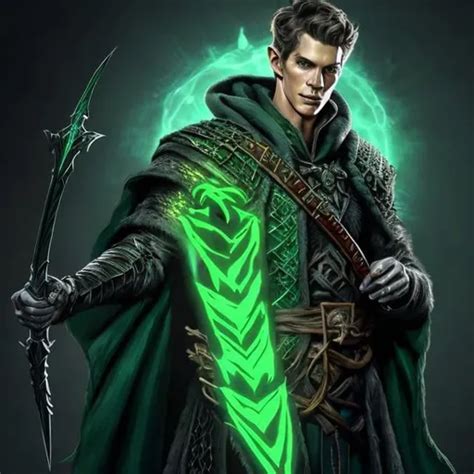 Dnd 5e Warlock Human Variant Green Robe Longbow