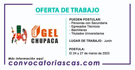 CONVOCATORIA UGEL CHUPACA CAS 29 Plazas Administración