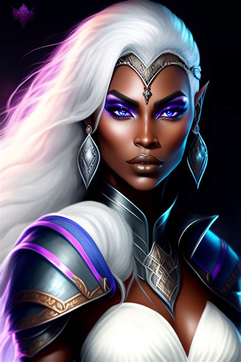 Lexica Drow Dark Elf Woman Warrior With White Hair