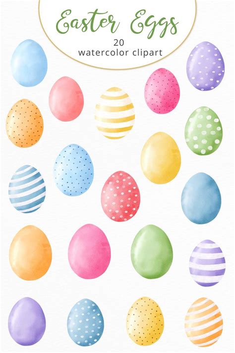 Easter Eggs Watercolor Clipart Spring Clipart Paster Color Eggs Clip