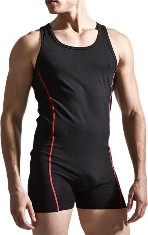 Ibakom Mens Stretchy Wrestling Singlet Bodysuit Leotard Solid One