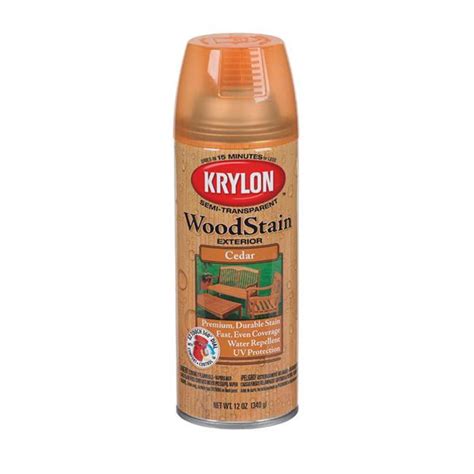 Krylon 1370865 12 Oz Semi Transparent Exterior Wood Stain Aerosol Cedar