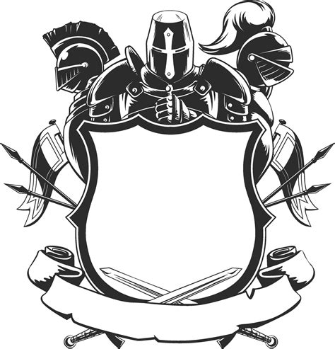 Silhueta Escudo Do Cavaleiro Brasão Do Brasão Ornamento Ilustração