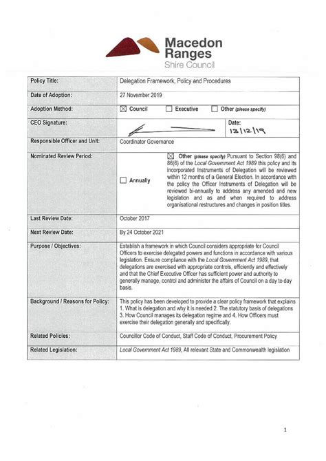 Pdf Delegation Framework Policy And Procedures Dokumen Tips