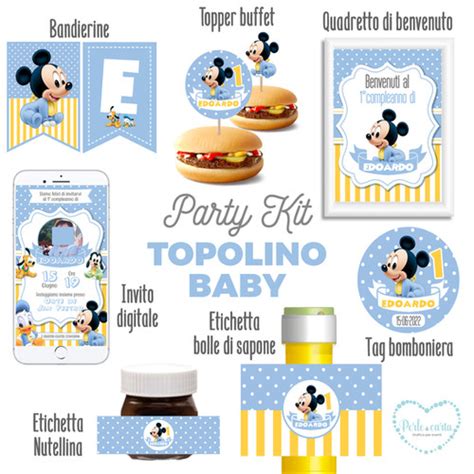 TOPOLINO BABY Party Kit Compleanno Personalizzato Per Festa Mickey