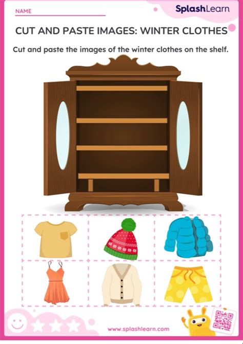 Cut And Paste Images Winter Clothes Printable Ela Worksheet