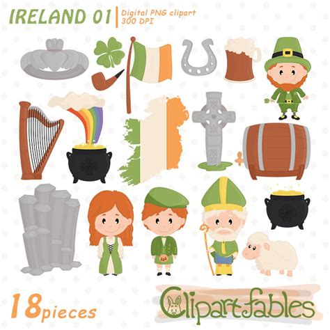 Cute IRELAND Clipart, Irish Clip Art, Celtic Art, Travel, St. PATRICK'S ...