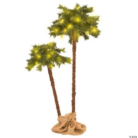 Vidaxl 4鈥artificial Double Palm Tree With Led Lights Oriental Trading