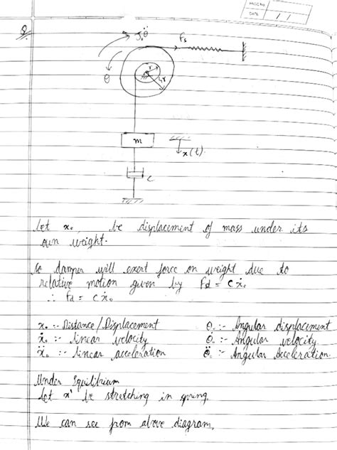 [Solved] . Problem 3. Derive the equation of motion of the pulley - mass... | Course Hero