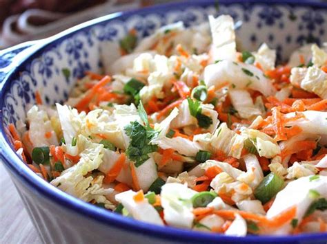 Spicy Asian Slaw With Napa Cabbage Carrots Ginger Dressing Tasty