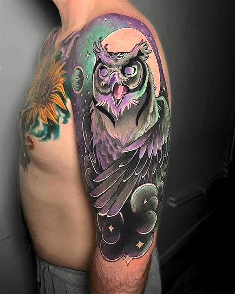 Colorful Owl Tattoo Designs