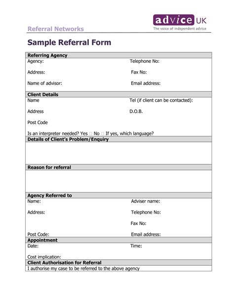 Basic Referral Form Templates At