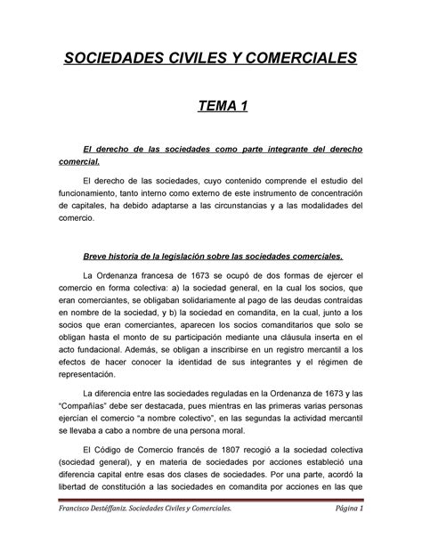 Resumen Sociedades Primer Parte SOCIEDADES CIVILES Y COMERCIALES TEMA