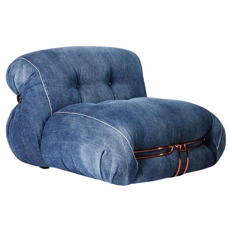 Afra And Tobia Scarpa Roy Rogers Denim Soriana Armchair By Cassina For