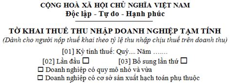 Mẫu tờ khai thuế GTGT TNCN TNDN mới nhất