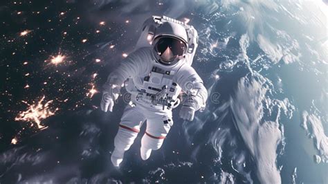 Astronaut Floating In Space Next To Earth Stock Video Video Of