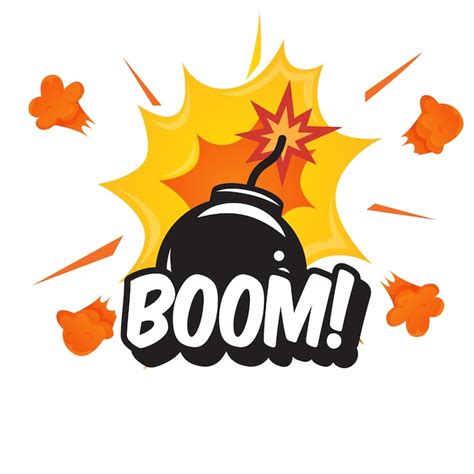 Premium Vector Boom With Bomb Isolated White Comic Text Speech