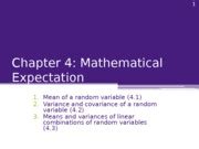 Ch 4 Mathematical Expectations 1 Chapter 4 Mathematical