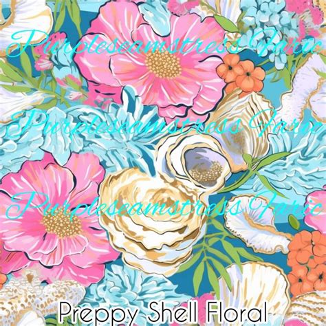 Preppy Shell Floral Purpleseamstress Fabric