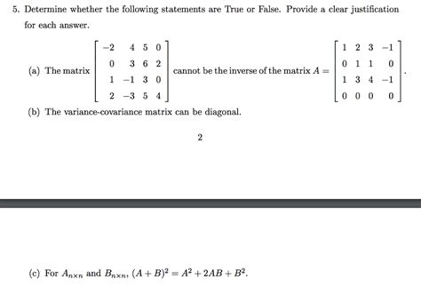 Solved Determine Whether The Following Statements Are True Chegg