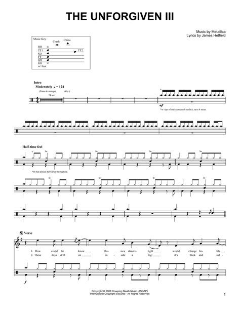 The Unforgiven III By Metallica Sheet Music For Drums Transcription At