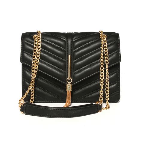 Lovely Vintage Metal Chain Strap Black Crossbody Bagmessenger Bagandcrossbody Bagbags