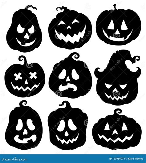 Pumpkin Silhouettes Theme Set 3 Stock Vector Illustration Of