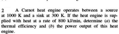 Solved A Carnot Heat Engine Operates Between A Source At K And