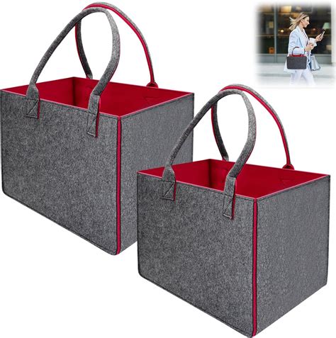 2 Stück Filztasche 40x 27x 27cm Filztaschen Shopper Groß