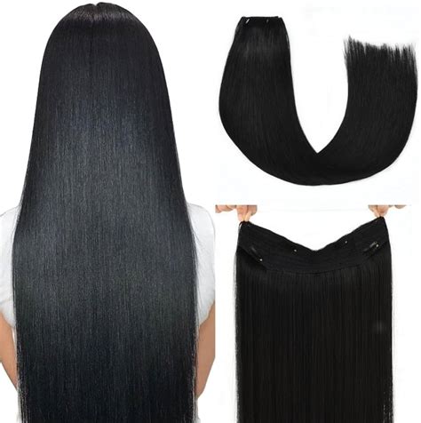Senmy Hair Extensions Human Hair Jet Black Hair Clip