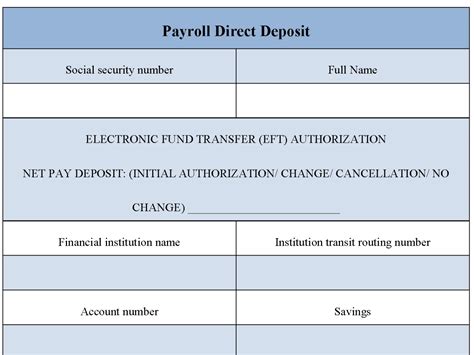 Payroll Direct Deposit Form Editable Pdf Forms