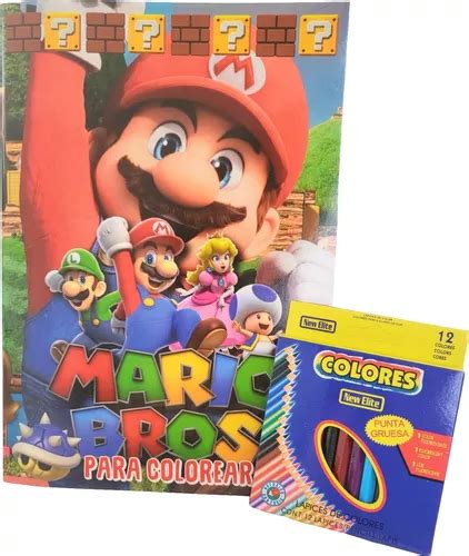 Libro Para Colorear Mario Bros Peach Lapices De Colores Cuotas Sin