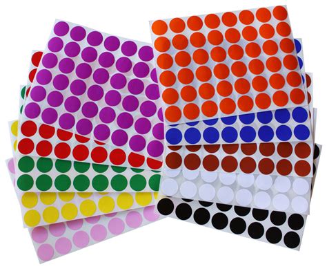 17mm 3 4 Inch Diameter Color Round Dot Stickers Small Sheets Labels