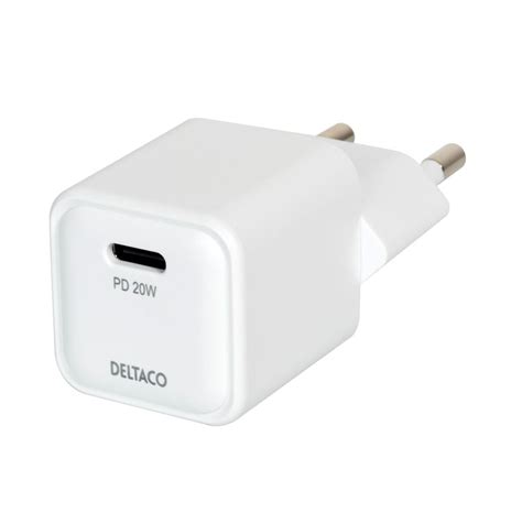 Deltaco USB C Mini Wall Charger 1x USB C PD 20 W White Billig