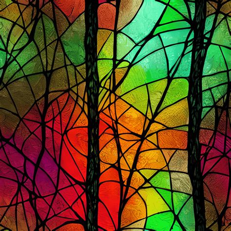 Stained Glass Fantasy Forest Background Digital Paint Creative Fabrica