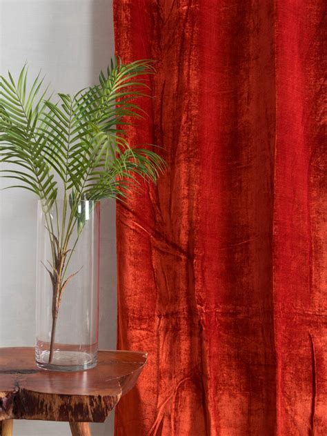 Luxury Velvet Curtain Burnt Orange Velvet Curtain Bohemian Etsy