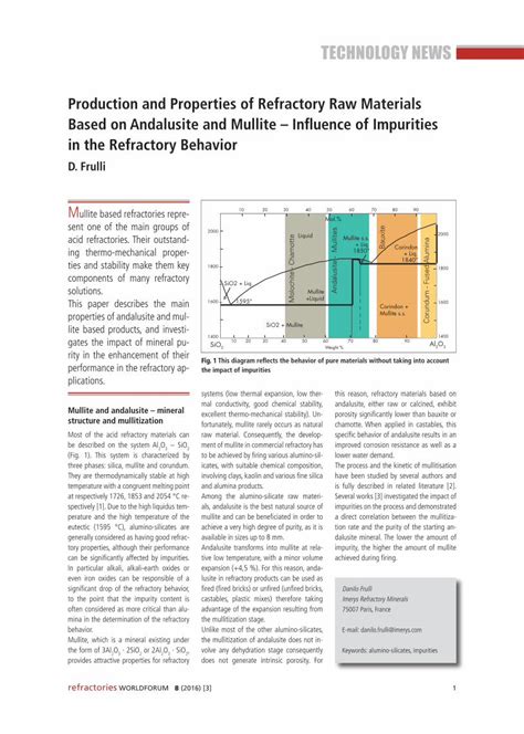 Pdf Production And Properties Of Refractory Raw Materials Imerys