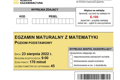 Matura poprawkowa 2022 ODPOWIEDZI matematyka i język polski Gdzie