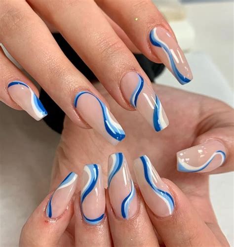 30 Stunning Ocean Wave Inspired Blue Swirl Nails Nail Designs Daily