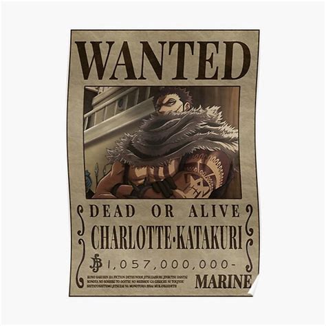 Charlotte Katakuri Wanted One Piece Katakuri Bounty Poster Premium Matte Vertical Poster sold by ...