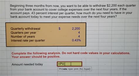 Solved Beginning Three Months From Now You Want To Be Able Chegg