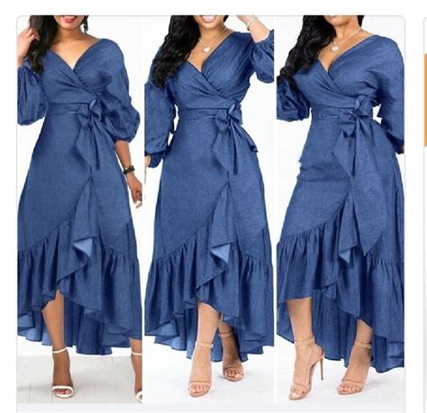 Demin Dress Denim Ruffle Dress Womens Denim Dress Necklines For