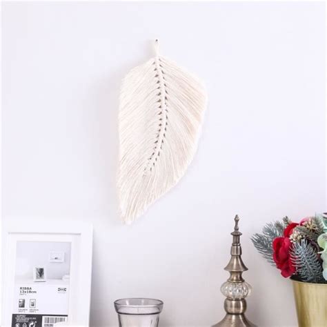 Tenture Décoration murale suspendue en macramé feuille plume Boho