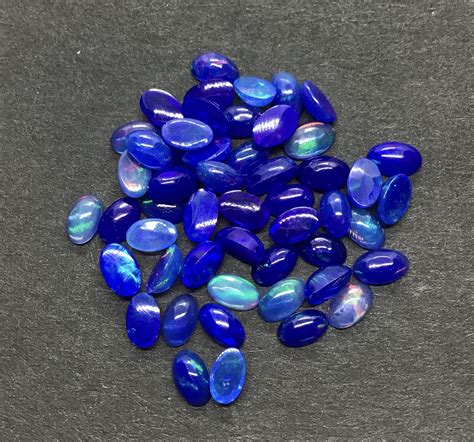 Pure Ethiopian Opal Blue Fire 10x12mm Oval Flat Back Cabochon Loose