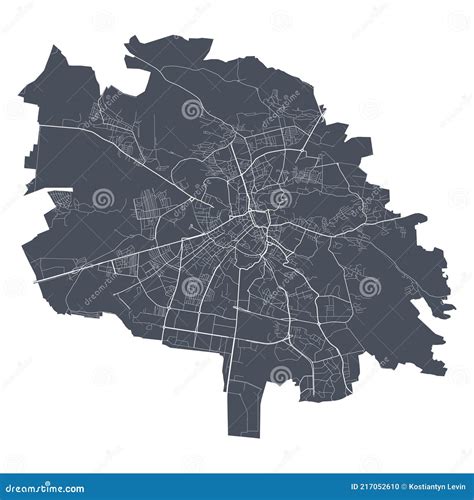 Detailed Map Of Lviv City, Linear Print Map. Cityscape Panorama Cartoon Vector | CartoonDealer ...