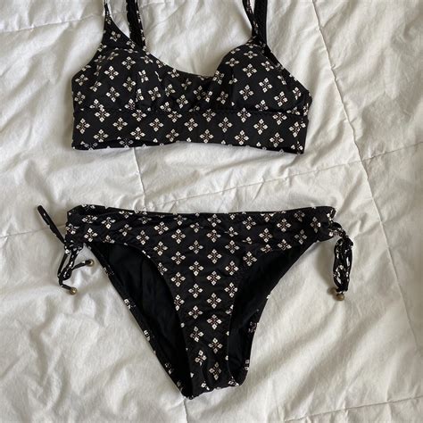 Black Patterned Bikini Set Tigerlily Size Xs Like Depop